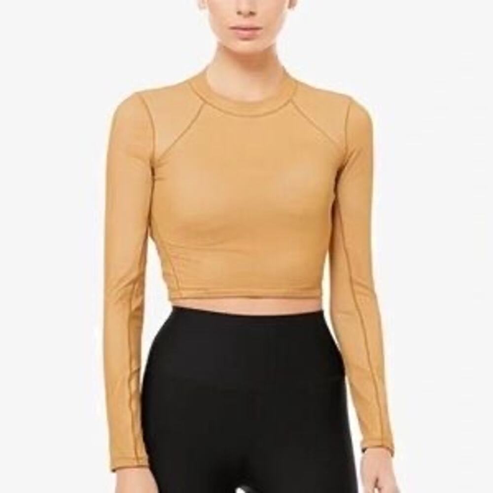 Alo Yoga Tan Textured Tulle Longsleeve